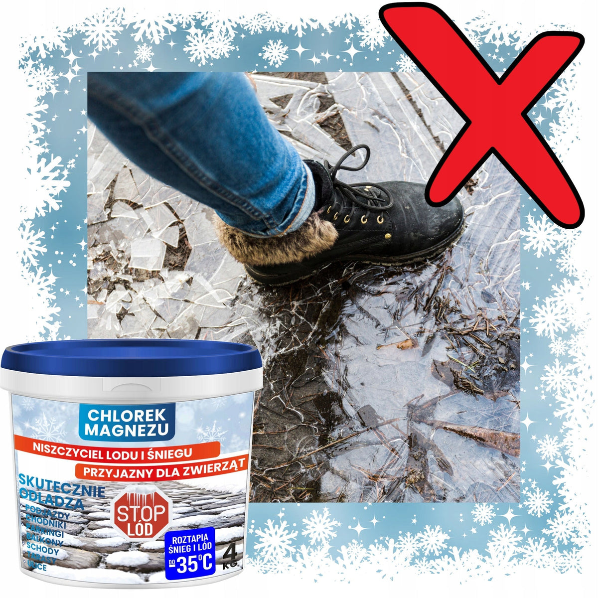 CHLORURE DE MAGNÉSIUM 4 KG – dégivreur, meilleur que le sel de déneigement et sans danger pour les animaux !